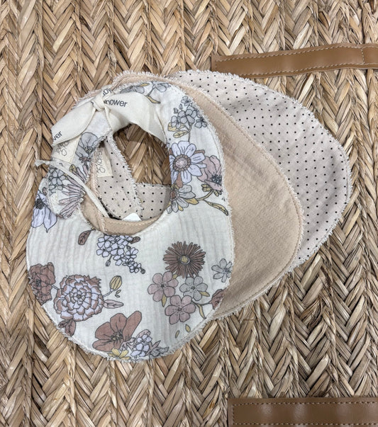 Lot 3 bavoirs fleurs