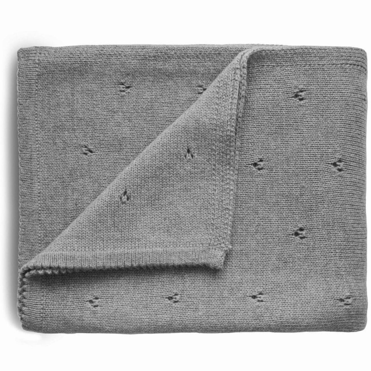 Couverture tricotée en coton bio Pointelle Gray melange (100 x 80 cm)