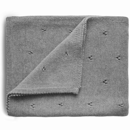 Couverture tricotée en coton bio Pointelle Gray melange (100 x 80 cm)