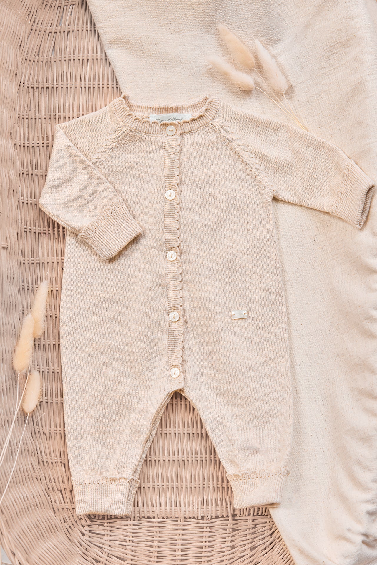 Combinaison longue Beige chiné coton