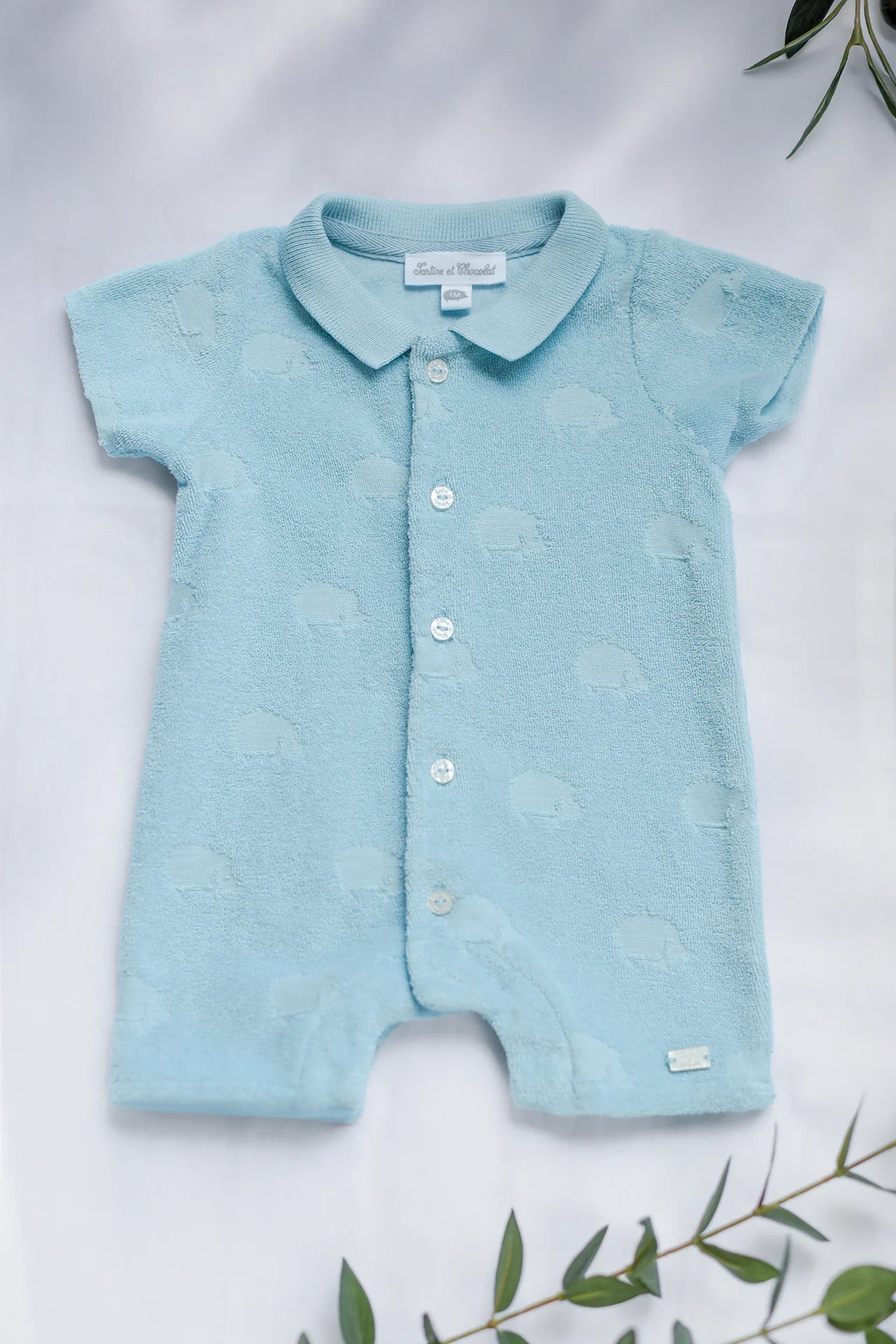 Combinaison courte Bleu horizon coton motif hérisson