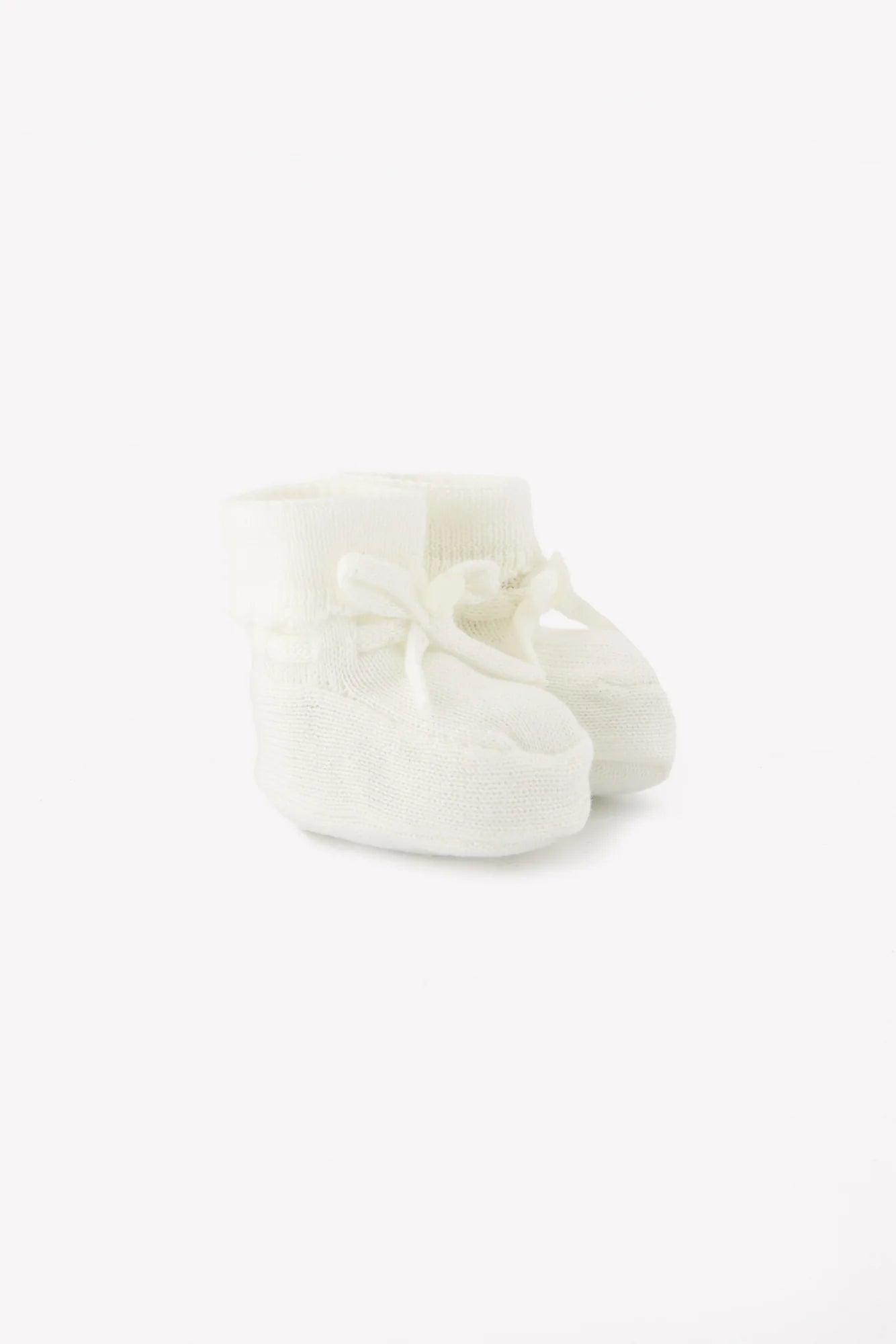 Chaussons Ecru chiné nœud