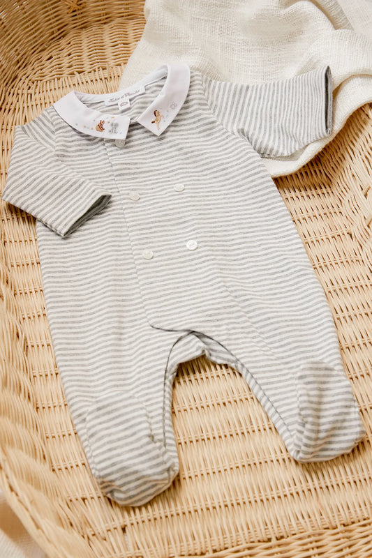 Pyjama gris clair chiné rayé - Tartine et Chocolat