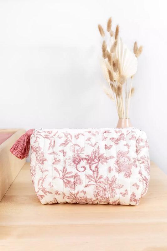 Trousse de toilette Toile de Jouy Rose - Tartine et Chocolat