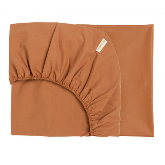 Drap housse 140x70cm Sienna Brown - Nobodinoz