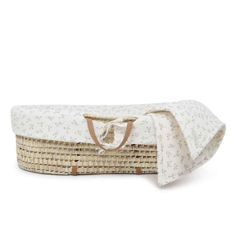 Couffin osier Baby Shower / Parure Olive Bloom