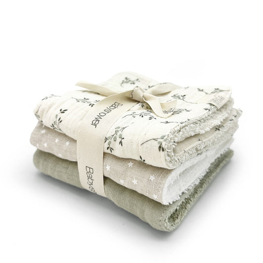 Set 3 mini serviettes olive bloom