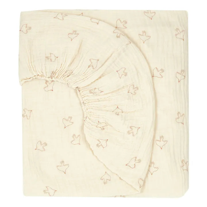Nobodinoz  Drap-housse Hoshi Birds | Beige