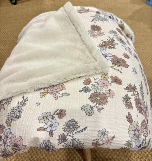Couverture doublée fleurs - Baby Shower