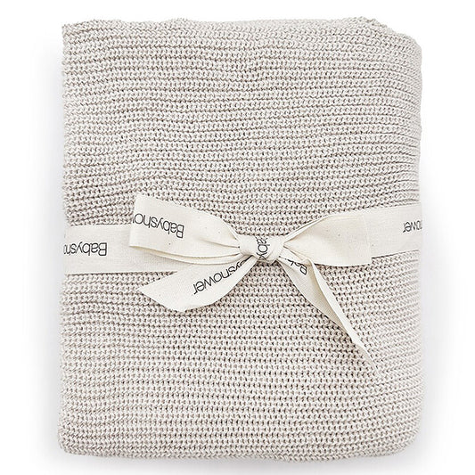 Couverture tricot beige - baby shower