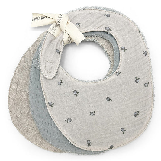 Lot 3 bavoirs blue apricot - baby shower