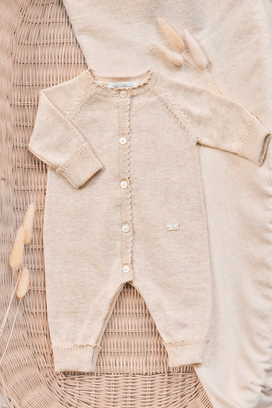 Combinaison longue Beige chiné coton