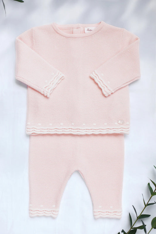 Ensemble long Rose coton festonné