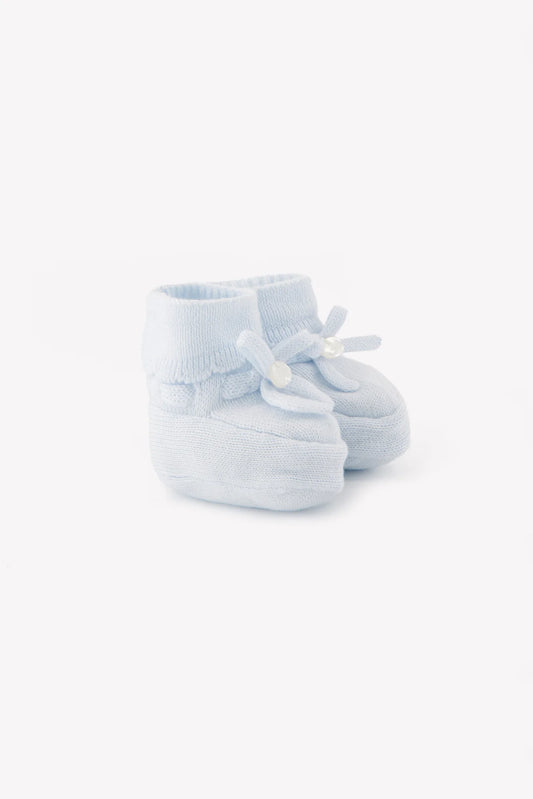 Chaussons Bleu ciel coton nœud