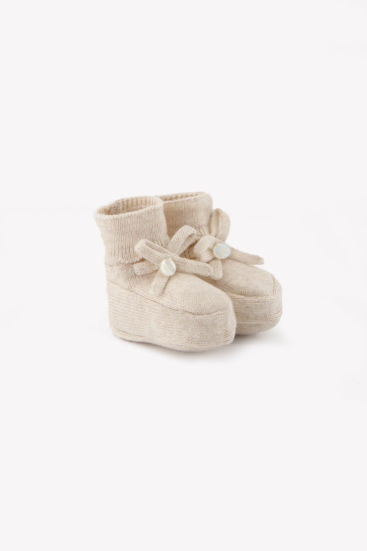 Chaussons Beige chiné coton nœud