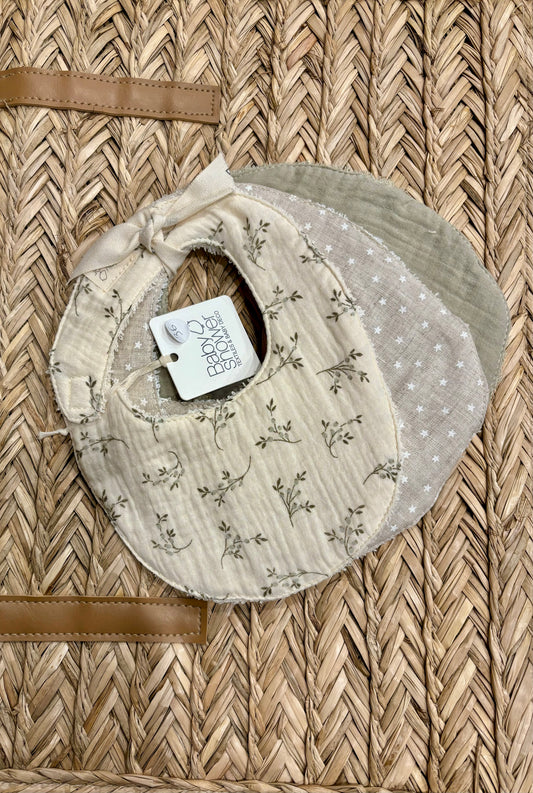 Lot 3 bavoirs olive bloom - Baby Shower