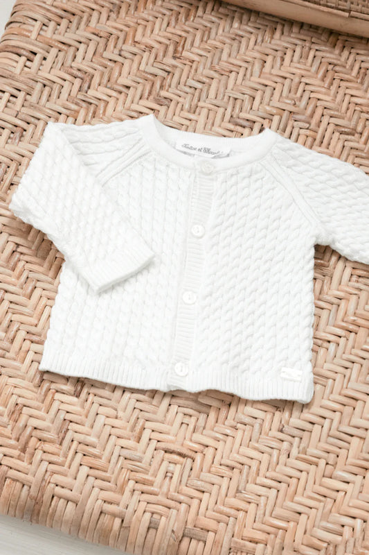 Cardigan écru maille torsadée - Tartine et Chocolat