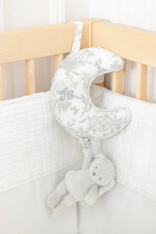AUGUSTIN LE LAPIN MUSICAL Imprimé inspiration Toile de Jouy gris