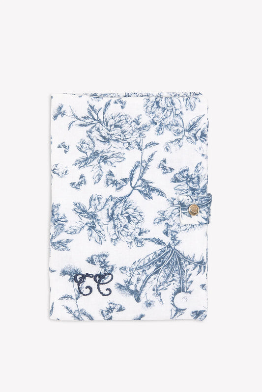 Housse de carnet de santé Imprimé inspiration Toile de Jouy bleu