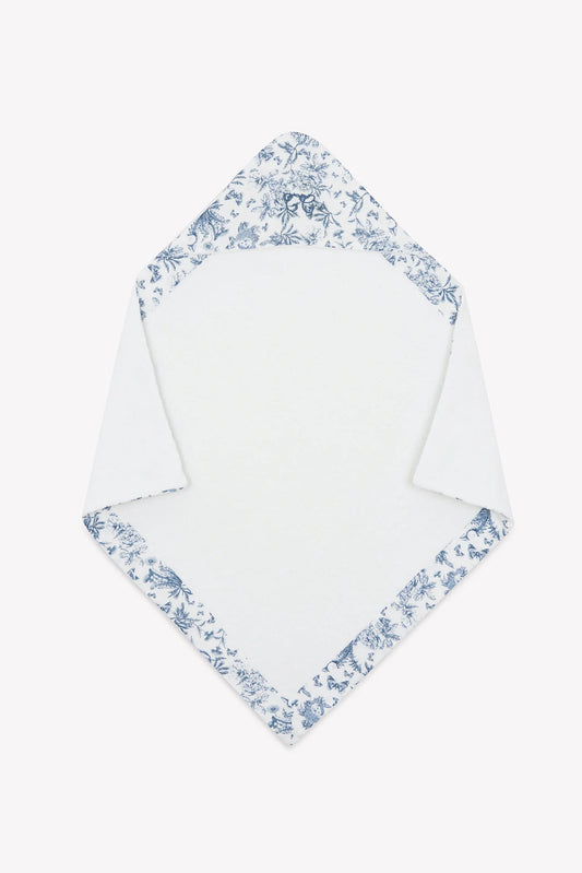Cape de bain Imprimé inspiration toile de jouy bleu