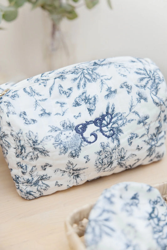 Trousse de toilette Imprimé inspiration toile de jouy bleu