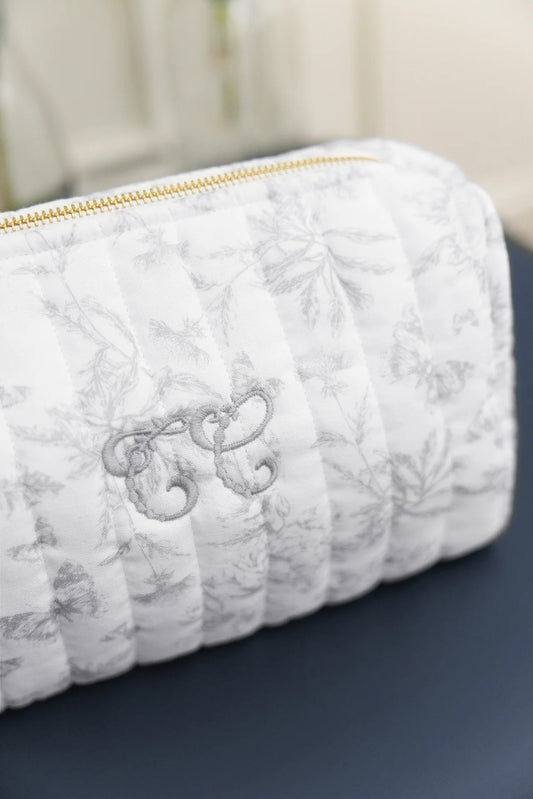 Trousse de toilette - Imprimé toile de jouy gris