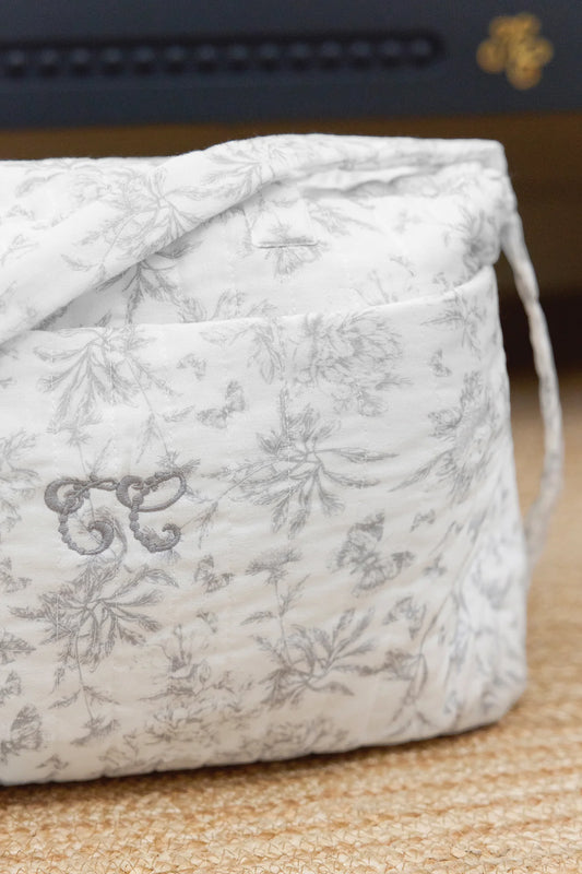SAC À LANGER Imprimé inspiration toile de jouy gris